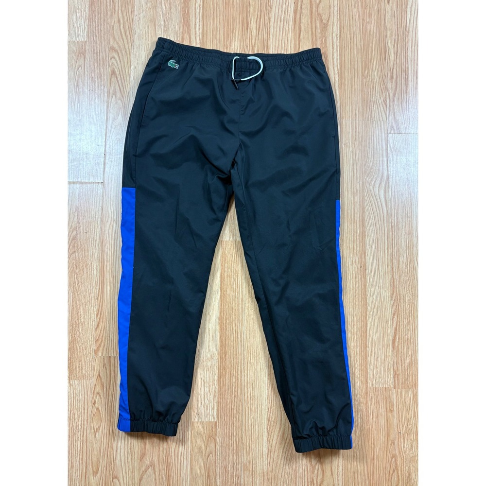 Lacoste Sport Mens Track Pants Black Blue Stripe Mesh Lined XXL WH9563 c1